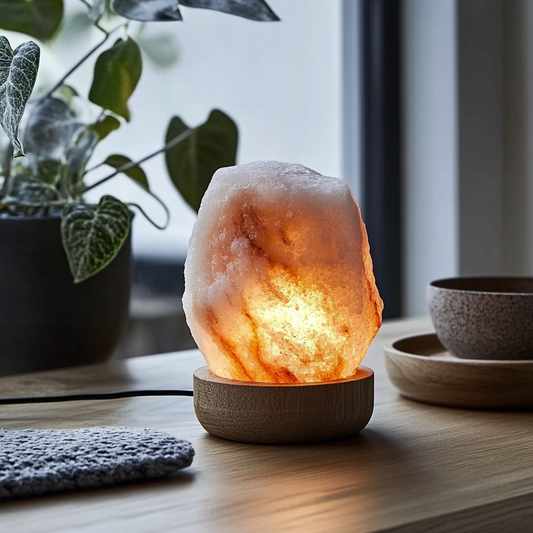 Lámpara con piedras de sal: beneficios y usos para tu hogar