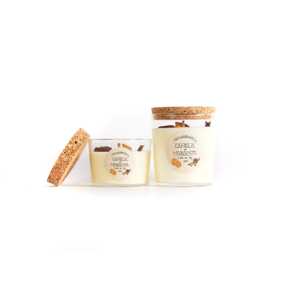 vela canela y naranja
