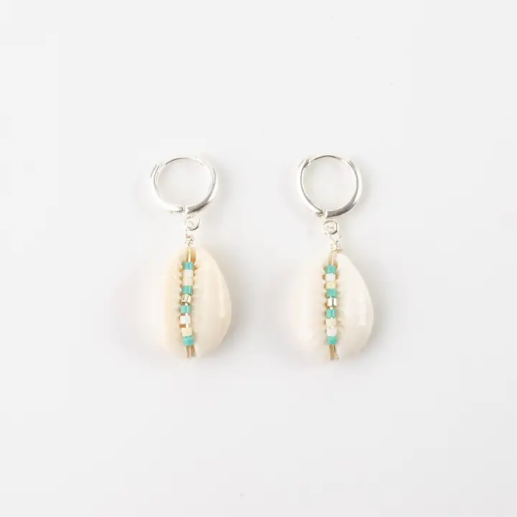 pendientes plata concha cauri